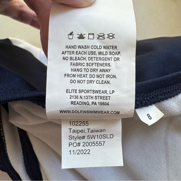 NWT DOLPHIN Aquashape Blue Wrap Front One Piece Swimsuit Size 8 Navy Capri Blue - Picture 10 of 16